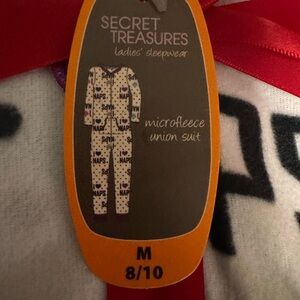 Secret Treasures Microfleece Union Suit - White and Black